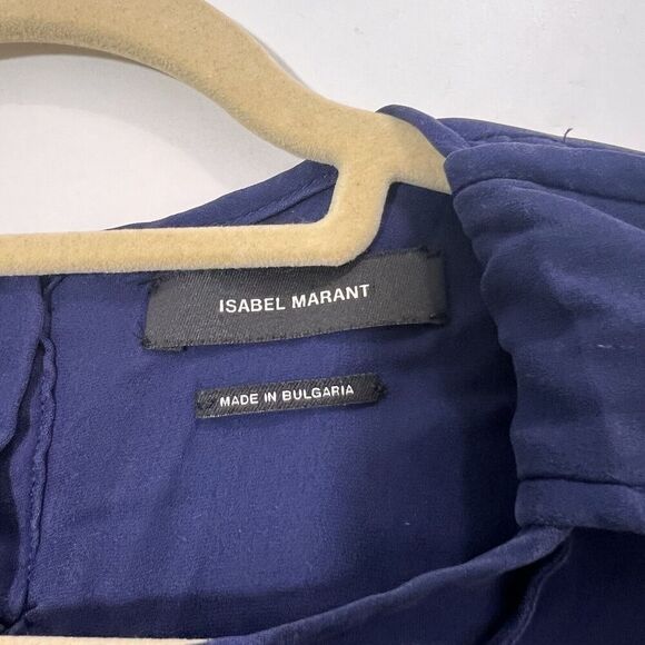 Isabel Marant Silk Blouse Women’s 38 Blue Semi Sheer Sleeveless - Picture 4 of 8